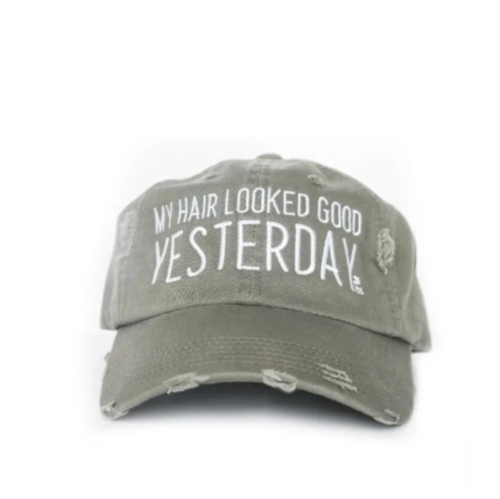 My Hair Looked Good Yesterday Distressed Cotton Cap One Funny Mother